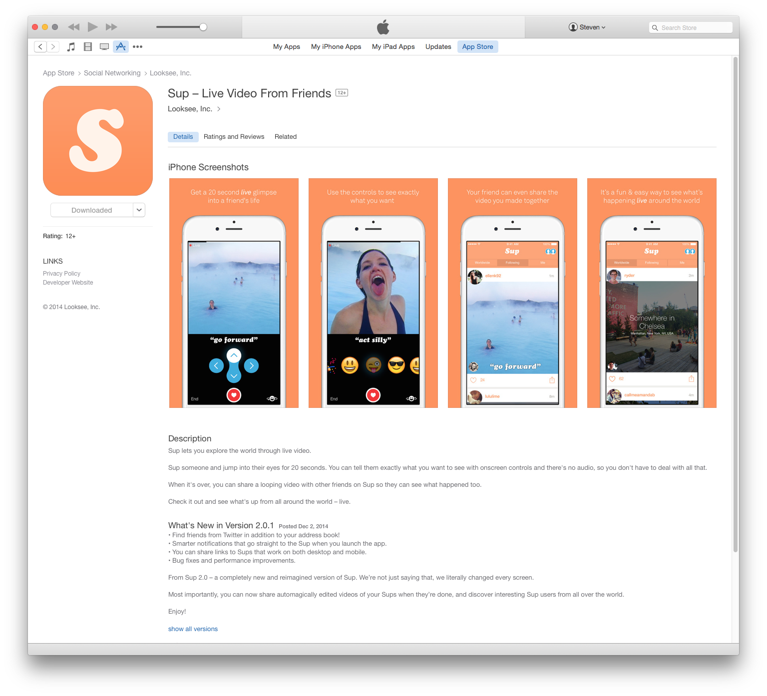 Sup in the iPhone App Store